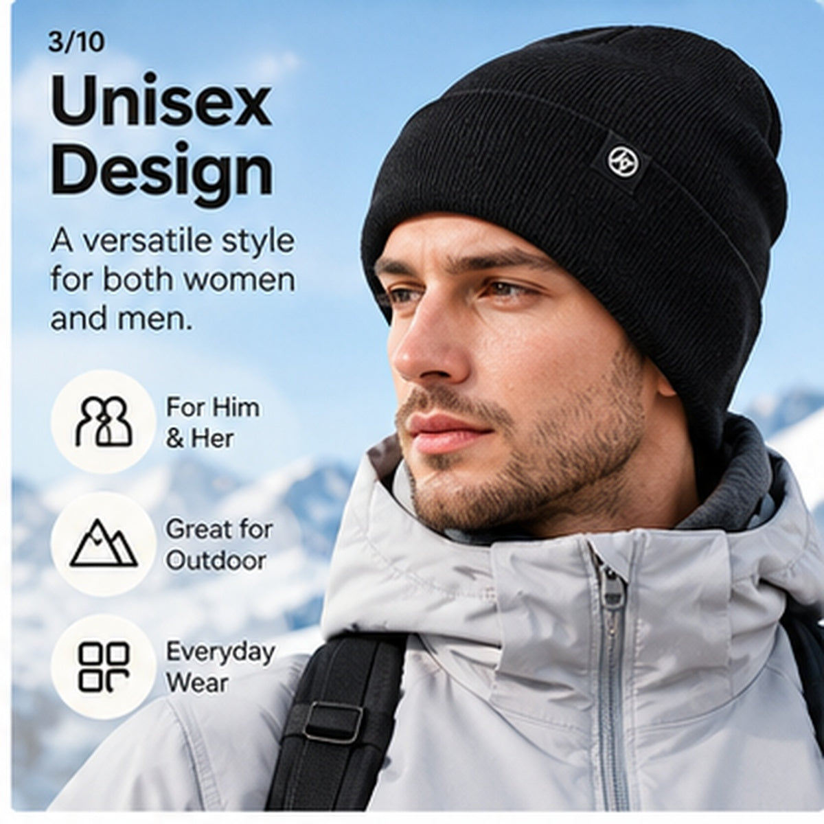 Unisex Satin-Lined Winter Knit Beanie – Soft, Warm & Stretchy Cuffed Hat
