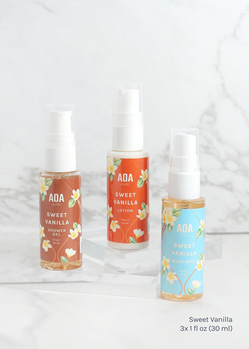 AOA Lotion, Shower Gel & Body Mist - Sweet Vanilla