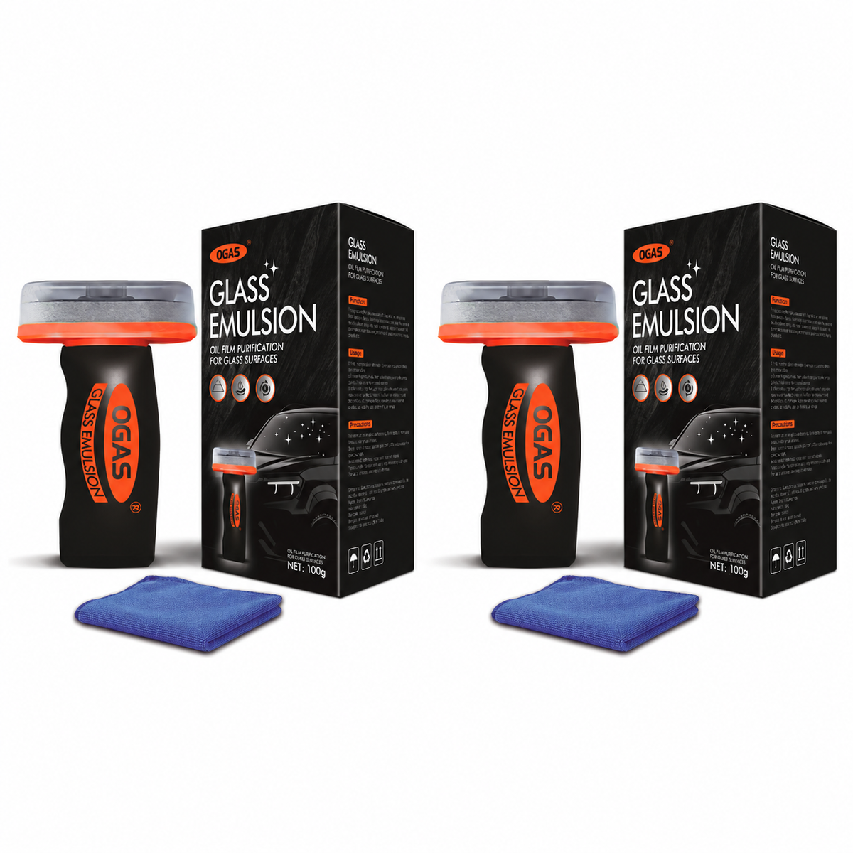 OGAS Glass Oil Film Remover Handle Kit – Anti-Fog Coating & Clear Visibility for Car Windshield