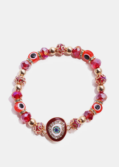 Dark Colored Evil Eye Bead Bracelet