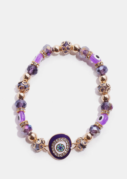 Dark Colored Evil Eye Bead Bracelet