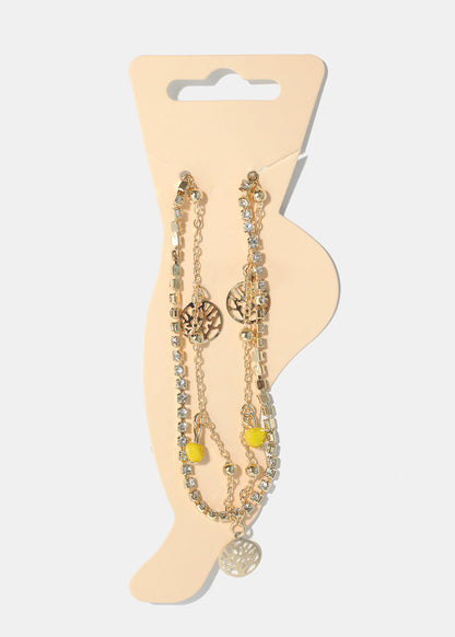 Heart & Tree of Life Charm Anklet