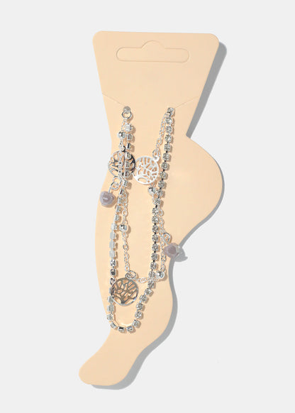 Heart & Tree of Life Charm Anklet