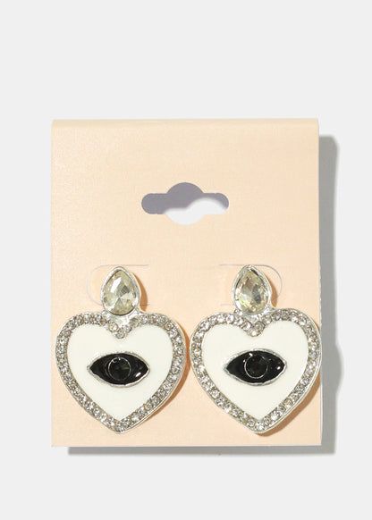 Heart Evil Eye Earrings