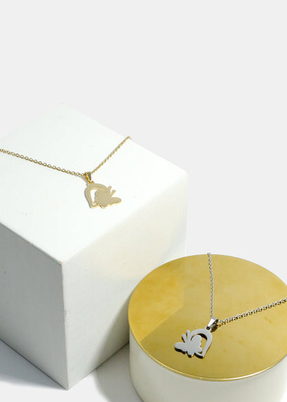 Butterfly & Half Heart Necklace