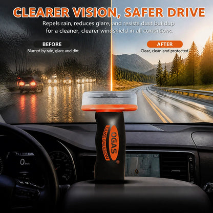 OGAS Glass Oil Film Remover Handle Kit – Anti-Fog Coating & Clear Visibility for Car Windshield