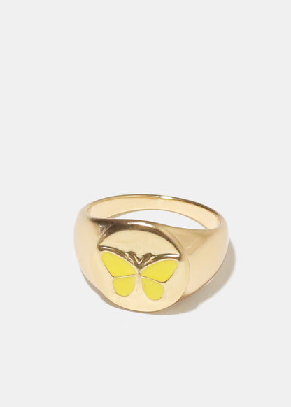 Gold Enamel Butterfly Ring