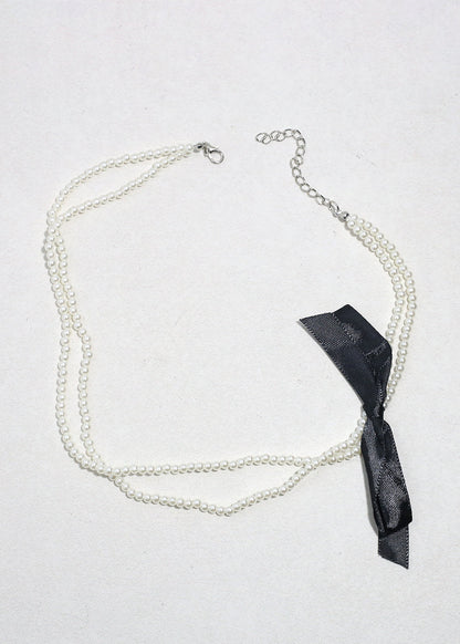 Audrey Pearl Ribbon Necklace