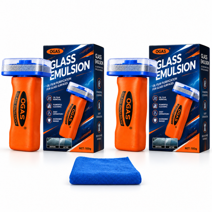 OGAS Glass Oil Film Remover Handle Kit – Anti-Fog Coating & Clear Visibility for Car Windshield