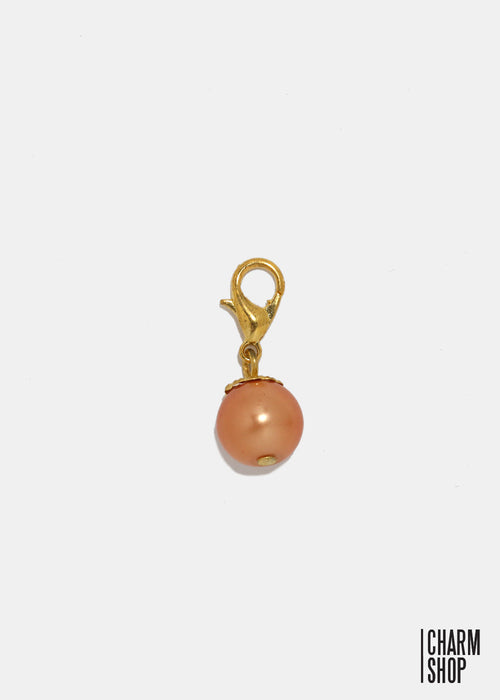 Gold Tone Orange Pearl Dangle Charm