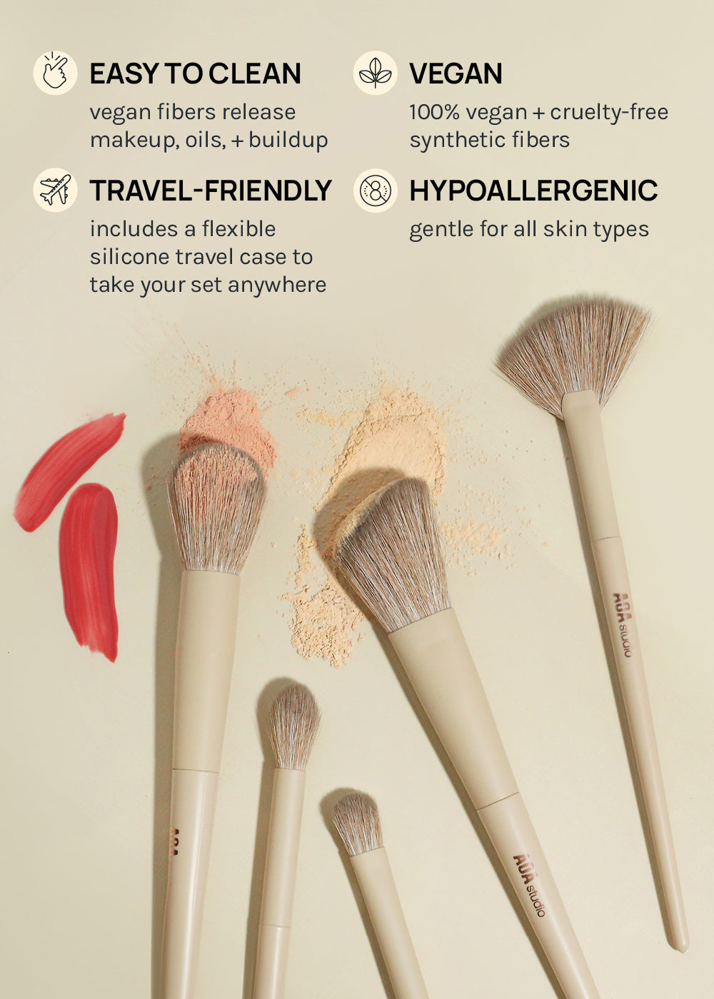 AOA Hero Brush Set + Silicone Travel Case
