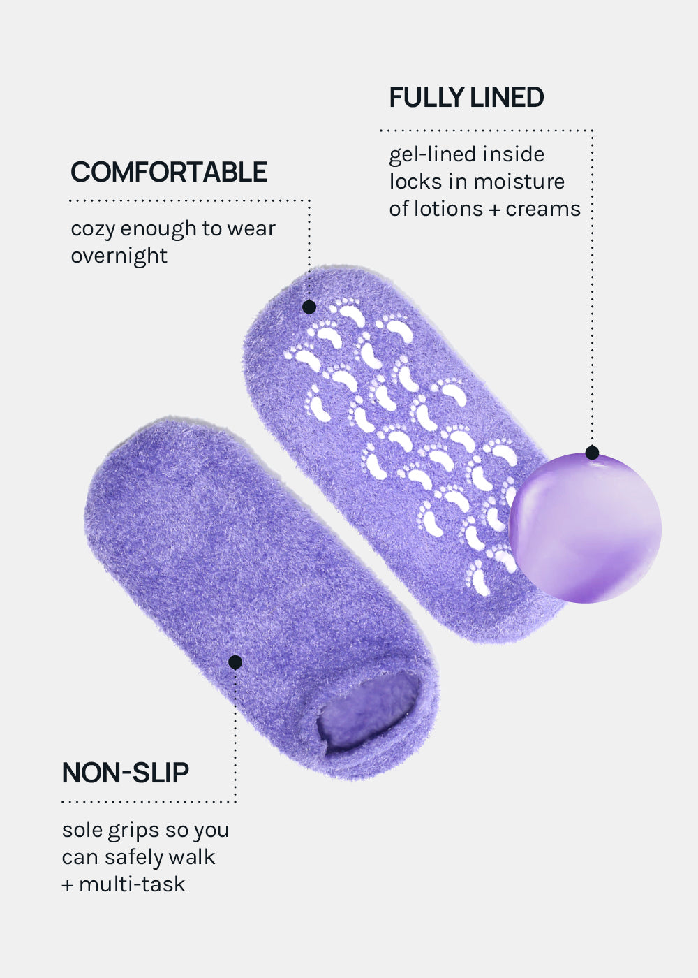 Gel Lined Moisturizing Spa Sock - Lavender